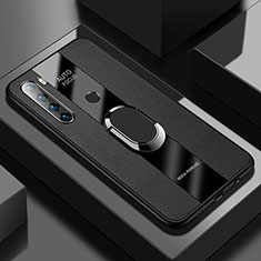 Coque Silicone Gel Motif Cuir Housse Etui avec Support Bague Anneau Aimante Magnetique PB1 pour Xiaomi Redmi Note 8 (2021) Noir