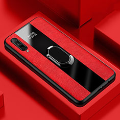 Coque Silicone Gel Motif Cuir Housse Etui avec Support Bague Anneau Aimante Magnetique S04 pour Huawei Honor 9X Pro Rouge