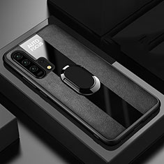 Coque Silicone Gel Motif Cuir Housse Etui avec Support Bague Anneau Aimante Magnetique T01 pour Huawei Honor 20 Pro Noir
