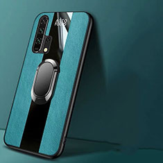 Coque Silicone Gel Motif Cuir Housse Etui avec Support Bague Anneau Aimante Magnetique T01 pour Huawei Honor 20 Pro Vert