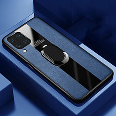 Coque Silicone Gel Motif Cuir Housse Etui avec Support Bague Anneau Aimante Magnetique T01 pour Huawei Nova 7i Bleu