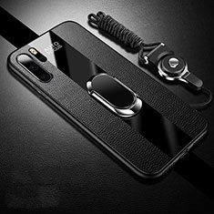 Coque Silicone Gel Motif Cuir Housse Etui avec Support Bague Anneau Aimante Magnetique T03 pour Huawei P30 Pro New Edition Noir