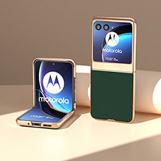 Coque Silicone Gel Motif Cuir Housse Etui B01H pour Motorola Moto Razr 40 Ultra 5G Vert