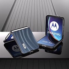 Coque Silicone Gel Motif Cuir Housse Etui B03H pour Motorola Moto Razr 40 Ultra 5G Bleu