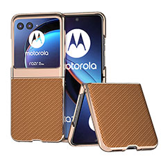Coque Silicone Gel Motif Cuir Housse Etui B04H pour Motorola Moto Razr 40 Ultra 5G Brun Clair