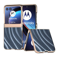 Coque Silicone Gel Motif Cuir Housse Etui B05H pour Motorola Moto Razr 40 Ultra 5G Bleu