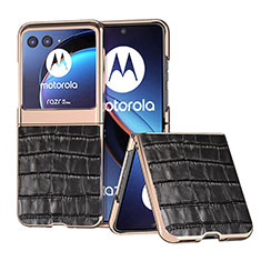 Coque Silicone Gel Motif Cuir Housse Etui B08H pour Motorola Moto Razr 40 Ultra 5G Noir