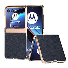 Coque Silicone Gel Motif Cuir Housse Etui B09H pour Motorola Moto Razr 40 Ultra 5G Bleu
