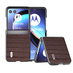 Coque Silicone Gel Motif Cuir Housse Etui B11H pour Motorola Moto Razr 40 Ultra 5G Marron