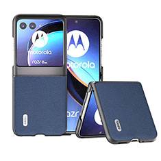 Coque Silicone Gel Motif Cuir Housse Etui B12H pour Motorola Moto Razr 40 Ultra 5G Bleu