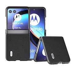 Coque Silicone Gel Motif Cuir Housse Etui B12H pour Motorola Moto Razr 40 Ultra 5G Noir