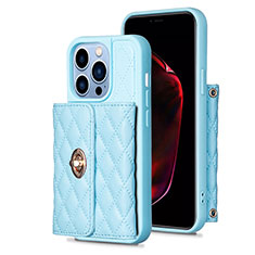 Coque Silicone Gel Motif Cuir Housse Etui BF1 pour Apple iPhone 13 Pro Max Bleu