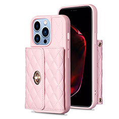 Coque Silicone Gel Motif Cuir Housse Etui BF1 pour Apple iPhone 13 Pro Max Or Rose