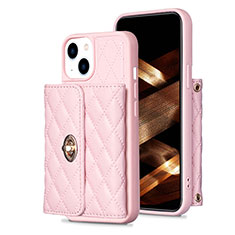 Coque Silicone Gel Motif Cuir Housse Etui BF1 pour Apple iPhone 15 Or Rose