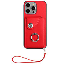 Coque Silicone Gel Motif Cuir Housse Etui BF1 pour Apple iPhone 15 Pro Rouge