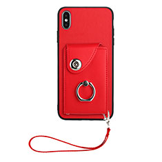 Coque Silicone Gel Motif Cuir Housse Etui BF1 pour Apple iPhone X Rouge