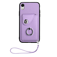 Coque Silicone Gel Motif Cuir Housse Etui BF1 pour Apple iPhone XR Violet