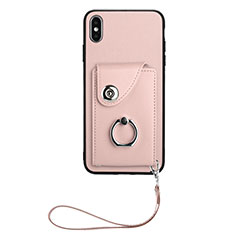 Coque Silicone Gel Motif Cuir Housse Etui BF1 pour Apple iPhone Xs Or Rose