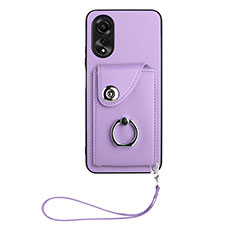 Coque Silicone Gel Motif Cuir Housse Etui BF1 pour Oppo A17 Violet