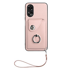 Coque Silicone Gel Motif Cuir Housse Etui BF1 pour Oppo A38 Or Rose