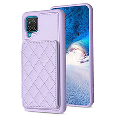 Coque Silicone Gel Motif Cuir Housse Etui BF1 pour Samsung Galaxy A12 Violet Clair