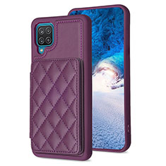 Coque Silicone Gel Motif Cuir Housse Etui BF1 pour Samsung Galaxy M12 Violet