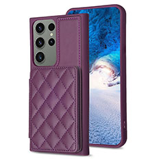 Coque Silicone Gel Motif Cuir Housse Etui BF1 pour Samsung Galaxy S21 FE 5G Violet