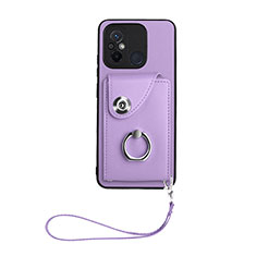 Coque Silicone Gel Motif Cuir Housse Etui BF1 pour Xiaomi Poco C55 Violet