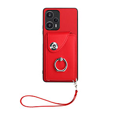 Coque Silicone Gel Motif Cuir Housse Etui BF1 pour Xiaomi Poco F5 5G Rouge