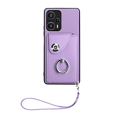 Coque Silicone Gel Motif Cuir Housse Etui BF1 pour Xiaomi Poco F5 5G Violet