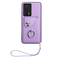 Coque Silicone Gel Motif Cuir Housse Etui BF1 pour Xiaomi Poco F5 Pro 5G Violet