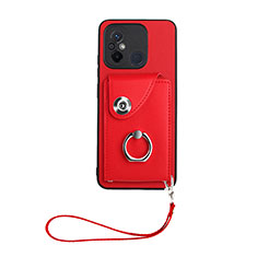 Coque Silicone Gel Motif Cuir Housse Etui BF1 pour Xiaomi Redmi 12C 4G Rouge