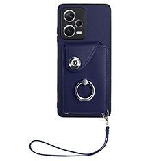 Coque Silicone Gel Motif Cuir Housse Etui BF1 pour Xiaomi Redmi Note 12 5G Bleu