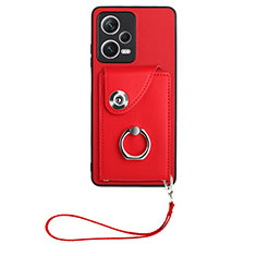 Coque Silicone Gel Motif Cuir Housse Etui BF1 pour Xiaomi Redmi Note 12 5G Rouge