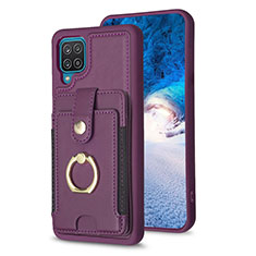 Coque Silicone Gel Motif Cuir Housse Etui BF2 pour Samsung Galaxy A12 Violet