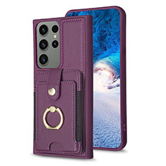 Coque Silicone Gel Motif Cuir Housse Etui BF2 pour Samsung Galaxy S23 Ultra 5G Violet