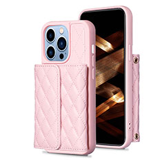 Coque Silicone Gel Motif Cuir Housse Etui BF3 pour Apple iPhone 13 Pro Or Rose