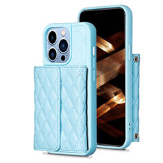 Coque Silicone Gel Motif Cuir Housse Etui BF3 pour Apple iPhone 14 Pro Bleu