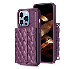 Coque Silicone Gel Motif Cuir Housse Etui BF3 pour Apple iPhone 14 Pro Max Violet