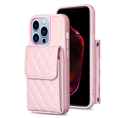 Coque Silicone Gel Motif Cuir Housse Etui BF4 pour Apple iPhone 14 Pro Or Rose