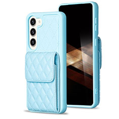 Coque Silicone Gel Motif Cuir Housse Etui BF5 pour Samsung Galaxy S24 5G Bleu Clair