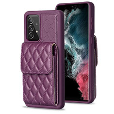 Coque Silicone Gel Motif Cuir Housse Etui BF6 pour Samsung Galaxy A52 5G Violet