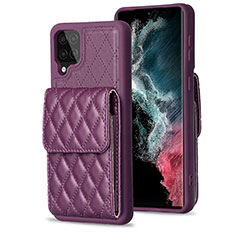 Coque Silicone Gel Motif Cuir Housse Etui BF6 pour Samsung Galaxy F12 Violet