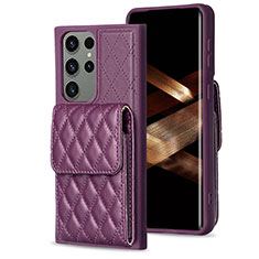 Coque Silicone Gel Motif Cuir Housse Etui BF6 pour Samsung Galaxy S24 Ultra 5G Violet
