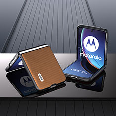 Coque Silicone Gel Motif Cuir Housse Etui BH1 pour Motorola Moto Razr 40 Ultra 5G Brun Clair