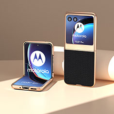 Coque Silicone Gel Motif Cuir Housse Etui BH10 pour Motorola Moto Razr 40 Ultra 5G Noir