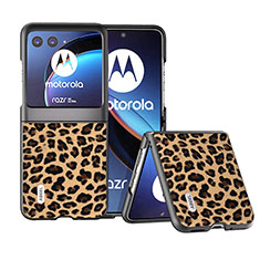 Coque Silicone Gel Motif Cuir Housse Etui BH2 pour Motorola Moto Razr 40 Ultra 5G Brun Clair