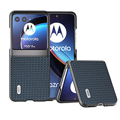 Coque Silicone Gel Motif Cuir Housse Etui BH4 pour Motorola Moto Razr 40 Ultra 5G Bleu