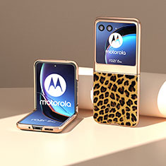 Coque Silicone Gel Motif Cuir Housse Etui BH7 pour Motorola Moto Razr 40 Ultra 5G Marron