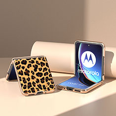 Coque Silicone Gel Motif Cuir Housse Etui BH8 pour Motorola Moto Razr 40 Ultra 5G Marron